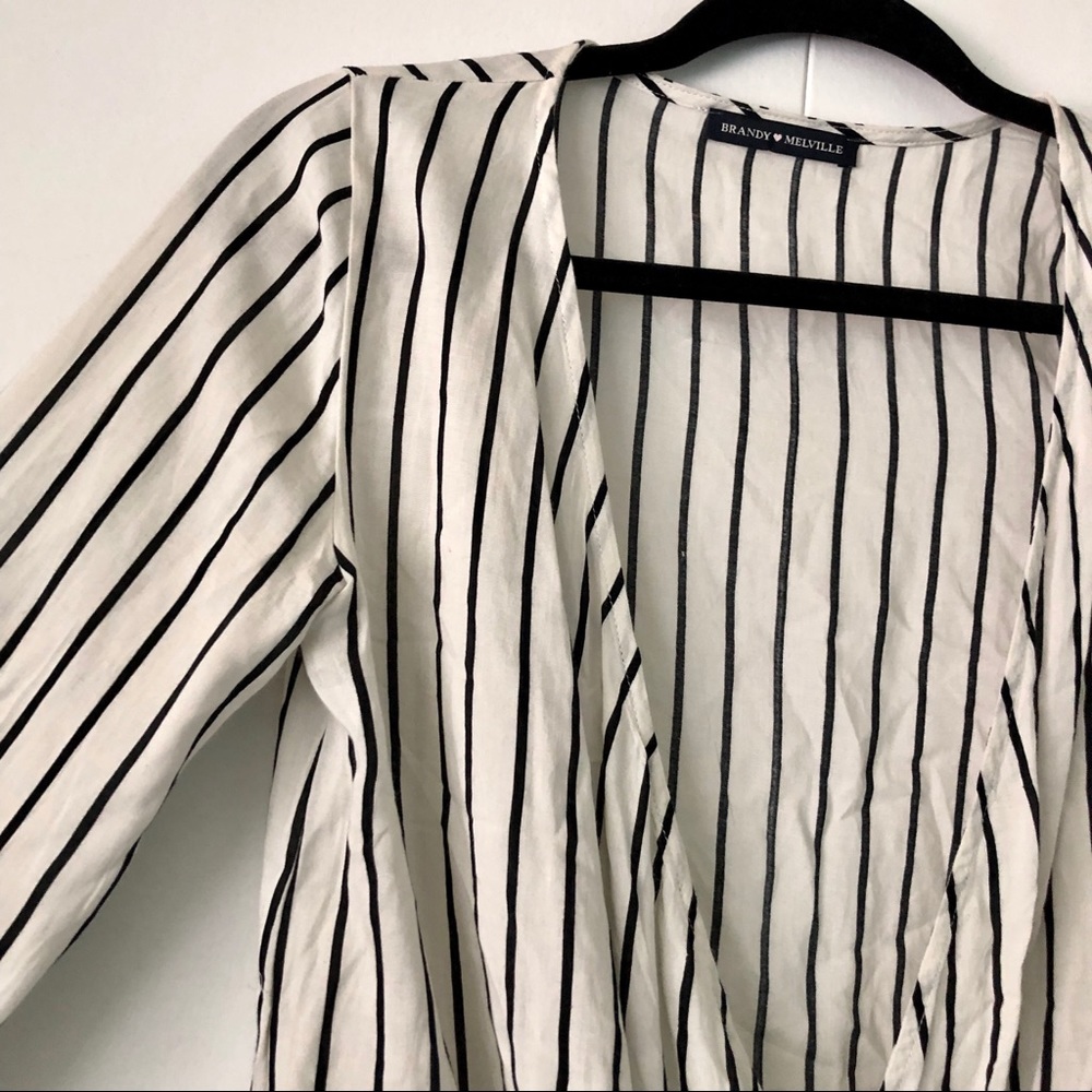 Brandy Melville Zosia Striped Long Sleeve Wrap Top - Picture 5 of 7